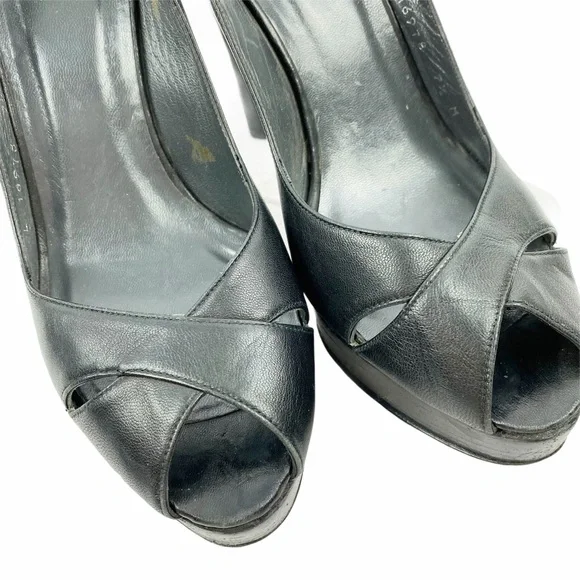 Stuart Weitzman Leather Platform Slingback Pumps Heels 7.5 - Picture 7 of 9